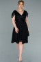 Robe Grande Taille Courte Mousseline Noir ABK1376