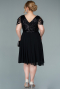 Robe Grande Taille Courte Mousseline Noir ABK1376