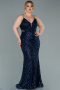 Robe De Soirée Grande Taille Longue Bleu Marine ABU1661