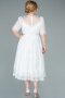 Robe de Soirée Grande Taille Midi Dantelle Blanc ABK1396