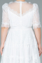 Robe de Soirée Grande Taille Midi Dantelle Blanc ABK1396