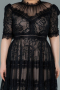 Robe de Soirée Grande Taille Midi Dantelle Noir ABK1396