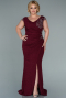 Robe de Soirée Grande Taille Longue Rouge Bordeaux ABU2438