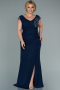 Robe de Soirée Grande Taille Longue Bleu Marine ABU2438