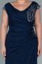 Robe de Soirée Grande Taille Longue Bleu Marine ABU2438