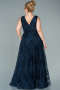 Robe de Soirée Grande Taille Longue Bleu Marine ABU2537