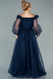 Robe Grande Taille Longue Bleu Marine ABU1535
