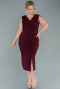 Robe de Soirée Grande Taille Midi Rouge Bordeaux ABK1492