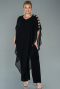 Robe de Soirée Grande Taille Mousseline Noir ABT080