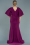 Robe de Soirée Grande Taille Longue Satin Prune ABU2646