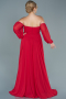 Robe de Soirée Grande Taille Longue Mousseline Lang Rouge ABU2597