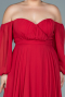 Robe de Soirée Grande Taille Longue Mousseline Lang Rouge ABU2597