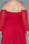 Robe de Soirée Grande Taille Longue Mousseline Lang Rouge ABU2597