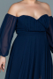 Robe de Soirée Grande Taille Longue Mousseline Bleu Marine ABU2597