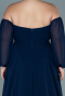 Robe de Soirée Grande Taille Longue Mousseline Bleu Marine ABU2597