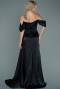 Robe de Soirée Longue Satin Noir ABU2661