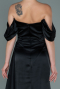 Robe de Soirée Longue Satin Noir ABU2661