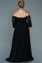 Robe de Soirée Grande Taille Longue Mousseline Noir ABU2597