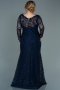 Robe Grande Taille Lacé Longue Bleu Marine ABU1574