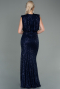 Robe de Soirée Longue Squameuse Bleu Marine ABU2752