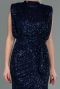 Robe de Soirée Longue Squameuse Bleu Marine ABU2752