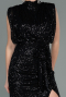 Robe de Soirée Longue Squameuse Noir ABU2752