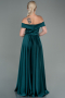 Robe de Soirée Longue Satin Émeraude ABU2750