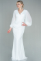 Robe de Soirée Longue Mousseline Blanc ABU2818
