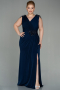 Robe de Soirée Grande Taille Longue Bleu Marine ABU2854