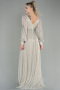 Robe de Soirée Longue Beige ABU2905