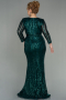 Robe de Soirée en Velours Longue Émeraude ABU1043