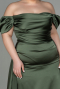 Robe de Soirée Grande Taille Longue Satin Kaki ABU2923