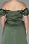 Robe de Soirée Grande Taille Longue Satin Kaki ABU2923
