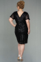 Robe de Soirée Grande Taille Courte Noir ABK686