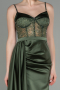 Robe de Soirée Longue Satin Kaki ABU2130