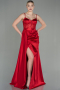 Robe de Soirée Longue Satin Rouge ABU2130
