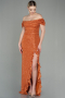 Robe de Soirée Longue Squameuse Orange ABU2954