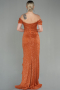 Robe de Soirée Longue Squameuse Orange ABU2954