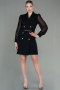Robe de Cérémonie Courte Mousseline Noir ABK1663