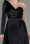 Robe De Soirée Satin Longue Noir ABU2610