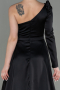 Robe De Soirée Satin Longue Noir ABU2610