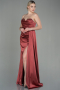 Robe de Soirée Longue Satin Marron Clair ABU2965