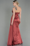 Robe de Soirée Longue Satin Marron Clair ABU2965