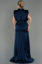 Robe Grande Taille Longue Satin Bleu Marine ABU2969