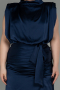 Robe Grande Taille Longue Satin Bleu Marine ABU2969