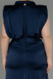 Robe Grande Taille Longue Satin Bleu Marine ABU2969