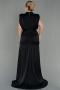 Robe Grande Taille Longue Satin Noir ABU2969