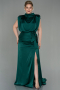 Robe Grande Taille Satin Longue Émeraude ABU2969