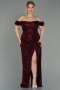 Robe Grande Taille Longue Squameuse Rouge Bordeaux ABU2973