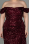 Robe Grande Taille Longue Squameuse Rouge Bordeaux ABU2973